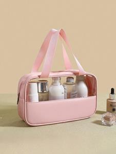 Zaful Women's PVC Transparent Clear Makeup Organizer Pouches Travel Toiletry Bag Cosmetic Bag Travel Wash Bag