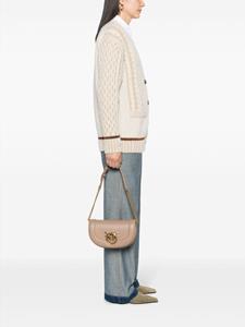PINKO Round Click leather shoulder bag - Beige