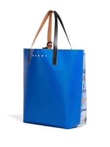 Marni Saraband-print logo-tag tote bag - Blauw