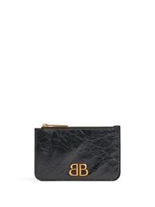 Balenciaga logo-plaque leather cardholder - Zwart