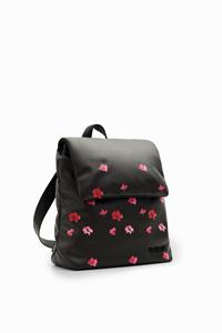 Desigual Gewatteerde rugzak bloemen S - BLACK