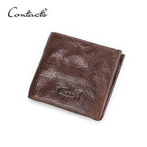 CONTACTS CONTACT'S RFID Korte Portemonnees voor Mannen Echt Lederen Luxe Designer Bifold Casual Slim Heren Portemonnees Kaarthouders Munt portemonnees
