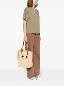 Anya Hindmarch Eyes kleine raffia shopper - Beige