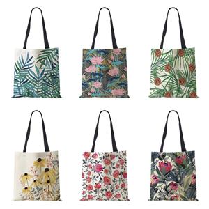 KaiTingu Plant bloemen schoudertas landschap 2022 vrouwen winkelen herbruikbare canvas tote tas hoge capaciteit eenvoudige casual opvouwbare handtas