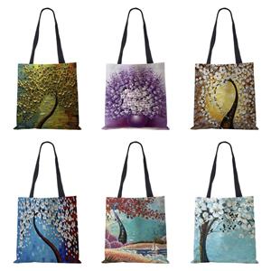 KaiTingu Vrouwen Canvas Tote Bag Print The Scenery Herbruikbare Shopper Schoudertas 2022 Eco Harajuku Casual Grote Capaciteit Travel Handtas