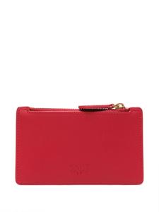 PINKO Love Birds-plaque leather card holder - Rood
