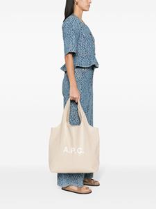 A.P.C. small Ninon logo-print tote bag - Beige