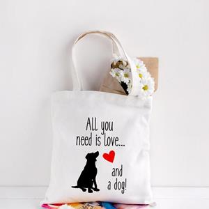 Jiangkao Alles wat je nodig hebt is liefde en een hond tote bag vrouwen hond minnaar canvas grote capaciteit witte tassen moeder cadeau