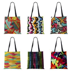 Colorful Bag Abstract Art Print Boodschappentassen Vrouwen Opvouwbare Herbruikbare Aanpassen Tote Schoudertas Canvas Casual Boodschappen Handtassen 2022