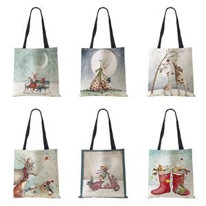 KaiTingu Harajuku Canvas Shopper Bag Cartoon Kerstmis Elkwomen Schoudertas Koreaanse herbruikbare grote capaciteit opvouwbare tote handtassen