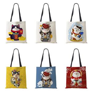 KaiTingu Kat Cartoon Schoudertas 2022 Japanse Shopping Herbruikbare Canvas Tote Bag Vrouwen Hoge capaciteit Eenvoudige casual opvouwbare handtas