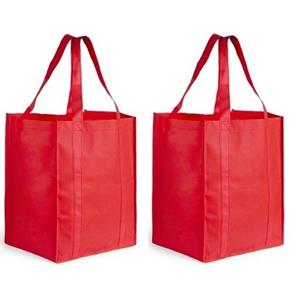 Merkloos 2x Boodschappen tas/shopper rood cm -