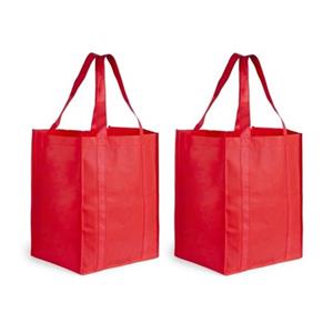Merkloos 3x stuks boodschappen tas/shopper rood cm -
