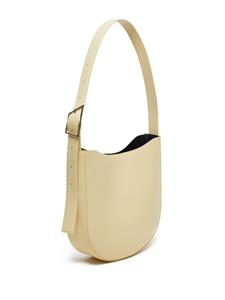 Closed curve-edge leather shoulder bag - Beige