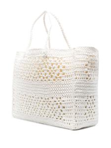 TWINSET logo-embroidered crochet tote bag - Wit