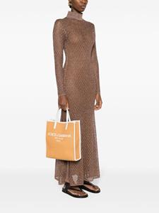 Dolce & Gabbana logo-embroidered interwoven tote bag - Bruin