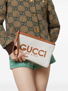 Gucci logo-print canvas clutch bag - Beige