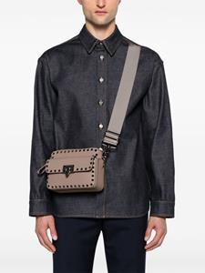 Valentino Garavani Rockstud leather messenger bag - Beige