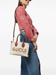Gucci logo-print canvas mini tote bag - Beige