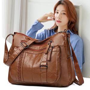 Kuluosidi Female Soft Leather Large Capacity Middle-Aged Shoulder Crossbody Bag Multi-Layer Mother Bag