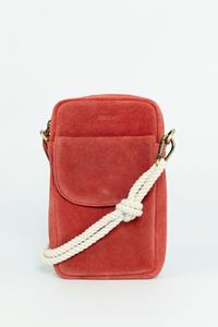 Sissy-Boy Rood Suède Crossbody Tasje Met Koord