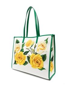Dolce & Gabbana rose-print canvas tote bag - Wit