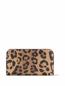 Dolce & Gabbana Crespo portemonnee met luipaardprint en rits - Bruin
