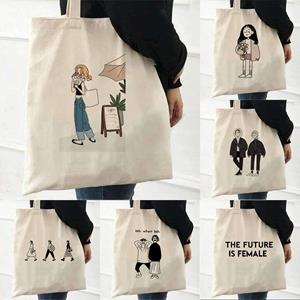 Aidegou20 grappige canvas grafische tote tas herbruikbare boodschappen schoudertas voor vrouwen 2021 vrouwelijke beach shopper handtassen grote capaciteit