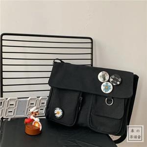 HUANZI BAG Canvas tas vrouwelijke studenten Koreaanse crossbody tas nieuwe kleine madeliefje leuke mode enkele schouder grote capaciteit schooltas