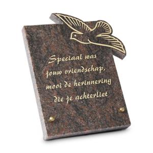 Gedenkartikelen Gedenksteen 18x22cm met Vogel: Speciaal was jouw vriendschap