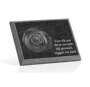 Gedenkartikelen Gedenkplaat 30x20cm: tekst + lasertekening