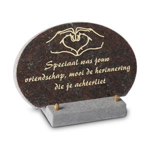 Gedenkartikelen Gedenksteen Rond 20cm met Hartje: Speciaal was jouw vriendschap