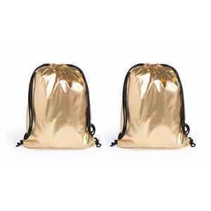 Merkloos 6x stuks goud metallic gymtassen met rijgkoord x cm -