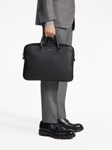 Zegna Edgy logo-lettering leather briefcase - Zwart