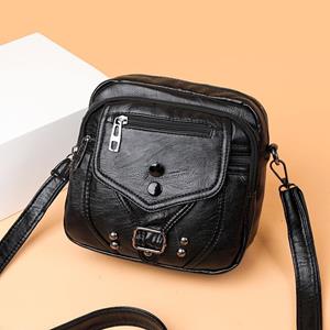 HUANZI BAG Women's Bag 2023 Nieuwe Street Trend Fashion Messenger Bag Zachte lederen schoudertas Wasbaar lederen kleine vierkante tas