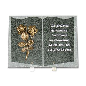 Gedenkartikelen Gedenksteen 30x40cm op aluminium steuntjes met bronzen bloemen