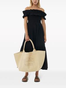 GANNI oversized canvas tote bag - Beige