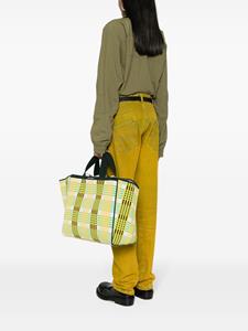 Marni large plaid-check tote bag - Geel