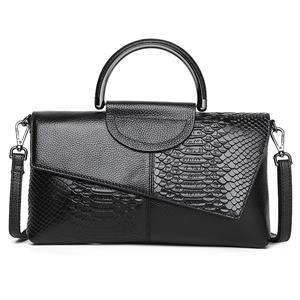 Xixi fashion home Fashion Crocodile Pattern Day Clutch Purse Women Leather Handbag Shoulder Crossbody Bag Soft Black Women's Messenger Bag Black Evening Bag