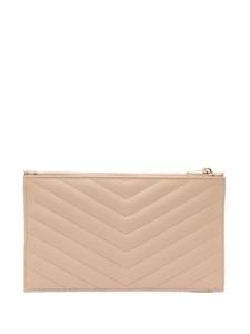 Saint Laurent Portemonnee met chevron streep - Beige