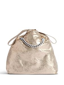 Balenciaga small Crush metallic drawstring bag - Beige