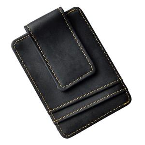 Leather Products Mannelijke kwaliteit leer Designer Fashion Travel Slim Wallet Voorvak Magnetische geldclip Mini Card Case Portemonnee voor heren