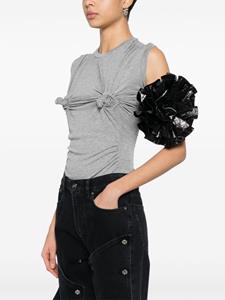 Vaquera floral-motif leather tote bag - Zwart