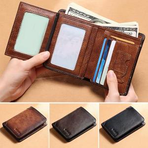 Bag Accessorries Portable Business Men Faux Leather Bifold Short Wallet Card Cash Holder Purse