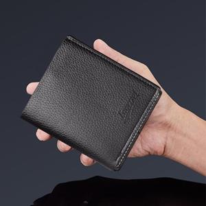 Linggo Men Wallet Faux Leather Solid Color Large Capacity Business Style Zipper Closure Firm Sticthing Portable Credit Card ID Card Holder Money Bag