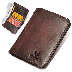 Humerpaul Genuine leather Men wallet Rfid large-capacity slim-fit card holder short wallet