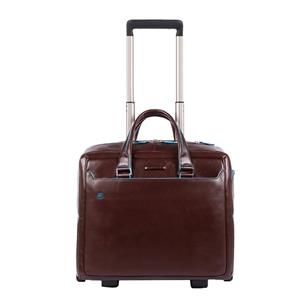 Piquadro Black Square Briefcase with wheels brown Zakelijke koffer