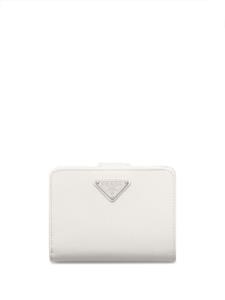 Prada triangle-logo Saffiano-leather wallet - Wit