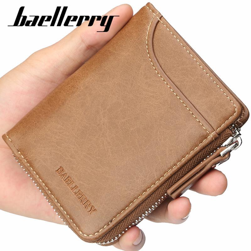 Baellerry Classic Design heren zip wallets multifunctionele grote capaciteit korte portemonnee vintage mode kaarthouder munt portemonnee