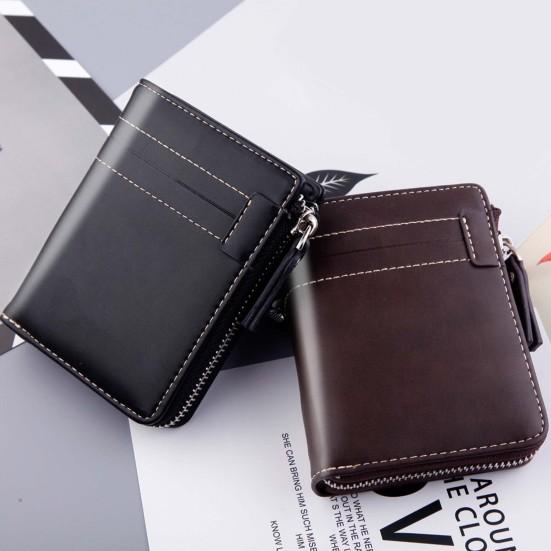 Bag Accessorries Casual heren kunstleer multi-slots korte rits portemonnee creditcard portemonnee houder